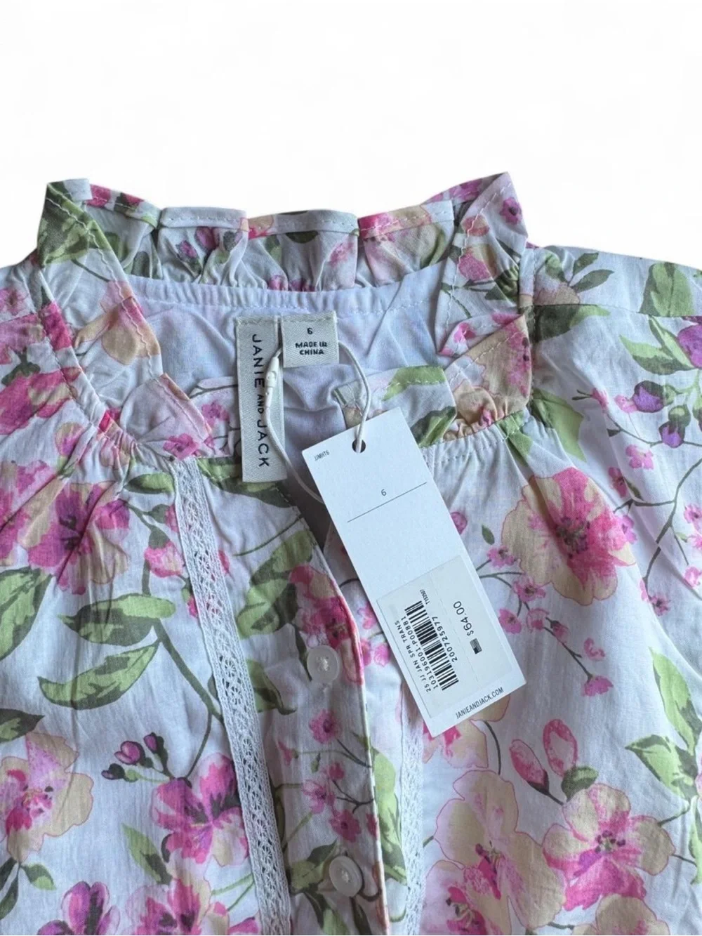 Janie and Jack Girls Size 6 Floral Smocked Romper NWT